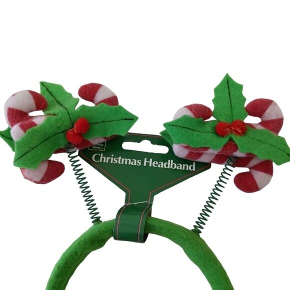 Christmas Bopper Headband Candycane Holly Berry Christmas House Felt Jiggly - Picture 6 of 16